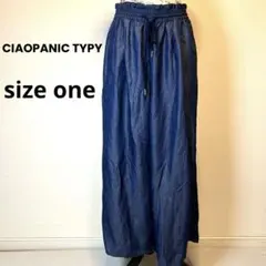 CIAOPANIC TYPY ネイビーデニム調ワイドカジュアルパンツ