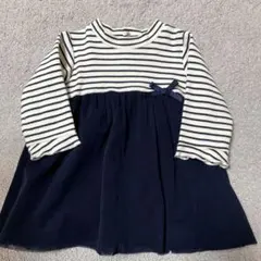 Bebe ベビー ワンピース 80cm リボン ボーダー レース