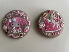 サンリオ　マイメロディ　マロンクリーム 刺繍缶バッジ　2個セット