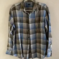 ユニクロ　メンズ　LLサイズ　長袖　チェック　フランネルシャツ　青　茶　白　綿