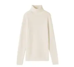 無印良品　 洗えるウールハイゲージリブタートルネックセーター