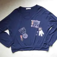 プロフ必読LOWRYS FARM☆ネイビーカットソー/M