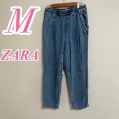 ZARA ザラ 水色 デニムパンツ M カジュアル 綿100% ロング丈