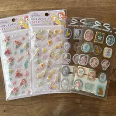 ディズニー　アリエル　ラプンツェル　ぷくぷくシール　レリーフデコレーションシール