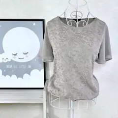 COMME CA ISM コムサ イズム 花柄レース 半袖トップス グレー 9