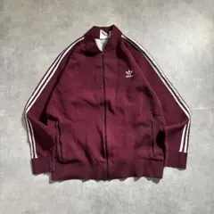 古着 10s adidas トラックジャケット 3ストライプ バーガンディ 短丈