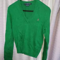 Ralph Lauren Sport 緑 Vネックセーター L