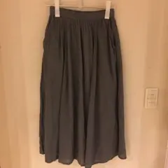 無印 フレンチリネン マキシスカート グレー S