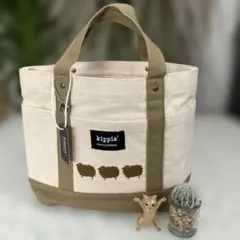 ❣️人気【kippis】新品未使用✨タグチャーム付き トートバック茶色✖️白 羊刺繍のサムネイル