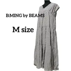 【美品】B:MING by BEAMS 幾何学柄 ティアード マキシ丈ワンピース