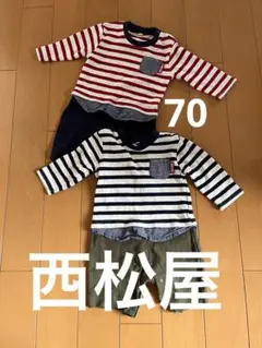 ストライプロンパース2点セット