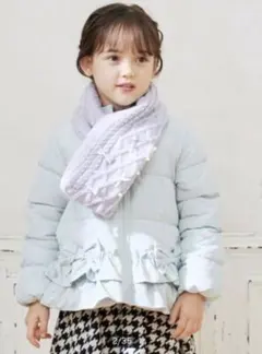 エニファム　ライトブルー　コート　ダウン　150cm 水色　ねこ　ミント　リボン