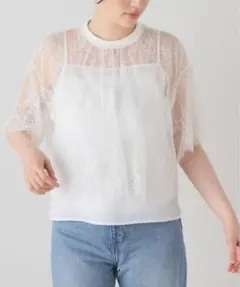スピックアンドスパンSpick & Span　レースクロップドプルオーバー　白のサムネイル
