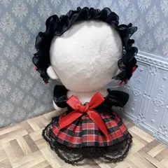 赤×黒 ワンピース ヘッドドレス付き 10cm ぬい服
