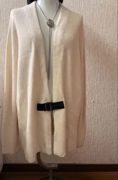 BANANA REPUBLIC ホワイト リブニット カーディガン ベルト付き