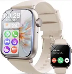 スマートウォッチ レディース ファッションゴールドiPhone アンドロイド対応