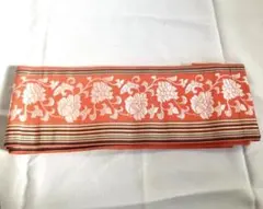 週末お値下げ✅昭和アンティーク✅半幅帯✅銀糸で薔薇の刺繍