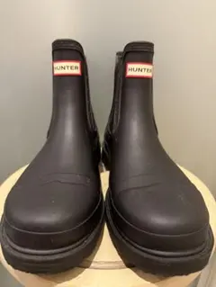 HUNTER ブラック レインシューズ サイドゴア