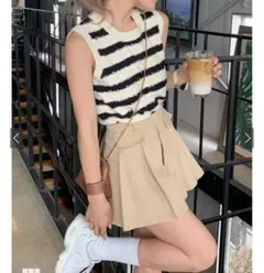 GRL★ボーダー柄ノースリーブニットベスト