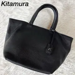 【新品未使用】キタムラ　Kロゴチャーム付き　シュリンクレザー　ハンドバッグ