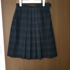 KANKO ネイビー系チェック プリーツスカート