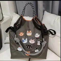 刺繍エコバッグ　ショルダーストラップ付属 可愛い猫ちゃん達