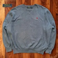 【なべさん様】ポロラルフローレン コットンニット クルーネックセーター ブルー