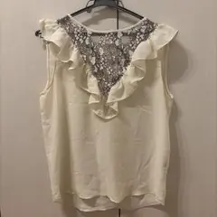 ZARA BASIC フリル付きレースノースリーブ