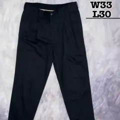 USA古着　チノパン　2タックパンツ　ブラック　黒　コットン　W33 L30