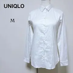 【ユニクロ】美品 ストレッチ 長袖 白ブラウス ワイシャツ ドレスシャツ M