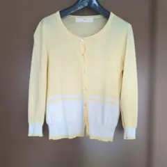 【美品】イエロービジュー付きカーディガン
