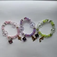 プリンセスカラフルビーズブレスレット3点セット