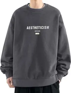 メンズ トレーナー 秋 長袖 ゆったり おしゃれ カジュアル M グレー