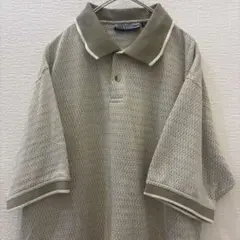 【TOM HANSON】ポロシャツ　半袖　総柄　古着　レトロ　モダン　L