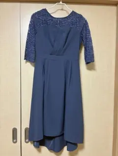 結婚式　ドレス　プリーツ　オケージョン　フォーマル　レース7部袖