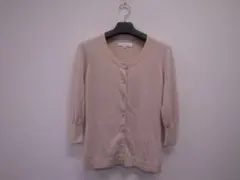 エムプルミエM-PREMIER薄手七分袖カーディガン36ベージュX2621
