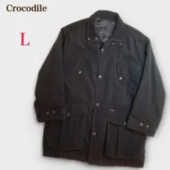 クロコダイル　マウンテンジャケット 中綿　スタンドカラー　ハーフコート　L　黒