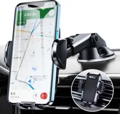 スマホホルダー 車載ホルダー ゲルサクションカップクリップ 2in1 ブラック