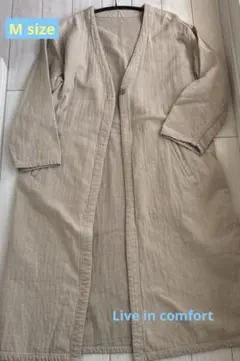 Live in comfort 薄手ロングコート　ベージュ　コットン