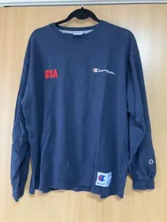 Champion USA ロングスリーブ Tシャツ Lサイズ　ネイビー