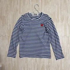 プレイコムデギャルソン ボーダーカットソー ネイビー M 定番　ハート刺繍