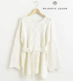 amelierMAJESTICLEGON新品タグ付き ベルト付透かし柄チュニック