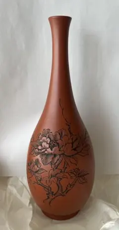 未使用:茶色の一輪挿花瓶 陶器