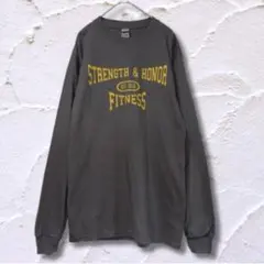 ギルダン ロンT クルーネック 長袖 ロゴプリント S 灰色 綿 アメカジ