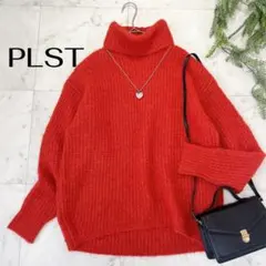 プラステ　アルパカブレンド　タートルネックセーター トマトレッド S