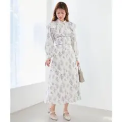 MAJESTIC LEGON バックレースアップ花柄ワンピース Sサイズ