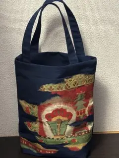 着物リメイクハンドメイド 名古屋帯を解いて作った トートバッグ 伝統的な模様