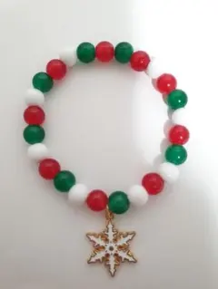 カラフルビーズ雪の結晶クリスマスブレスレット