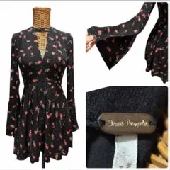 Free People ビンテージフローラルフレアスリーブチュニックワンピース