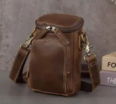 新品 再入荷　本革　ヌメ革　3wayベルトポーチ／ショルダーバッグダークブラウン